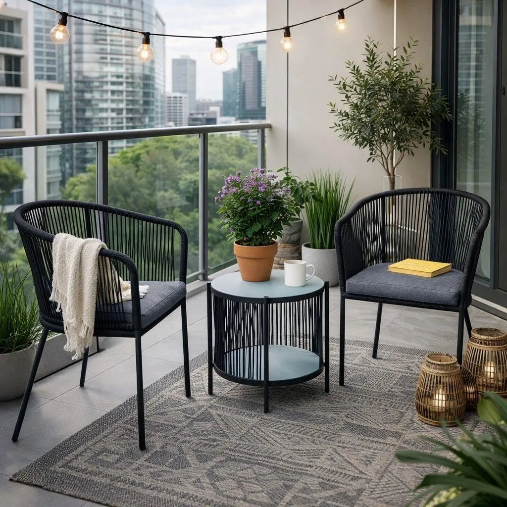 Gartenmöbel-Set und Lounge-Set — schwarz