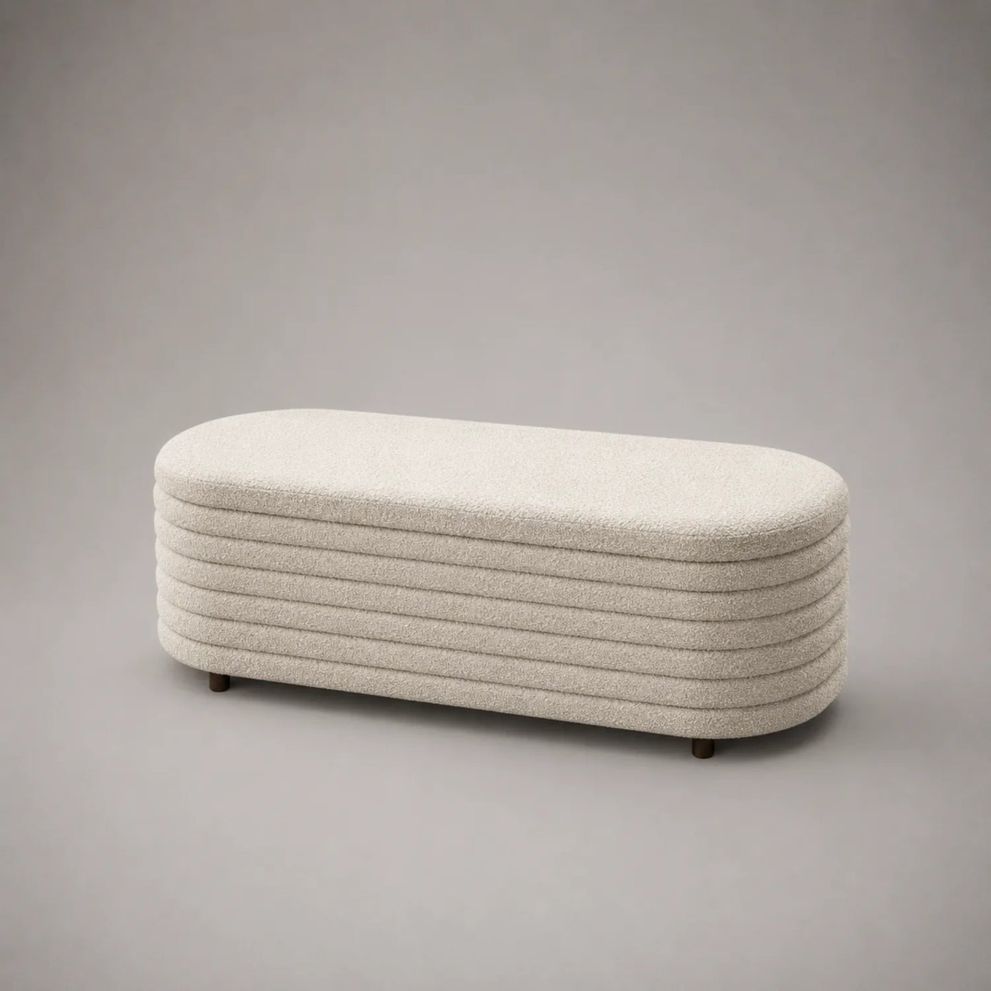 Ovale Polsterbank Bouclé-Stoff Beige 120 cm