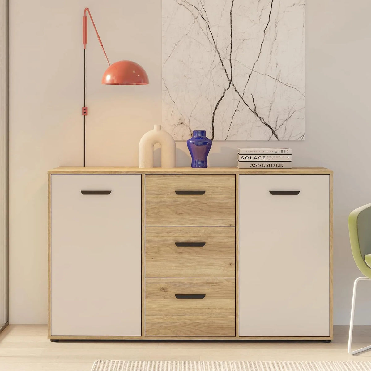Sideboard und Anrichte — MOKKARO, mit Schubladen, 3 Schubladen, 141, 2 cm, 84, 9 cm, 42 cm, beige