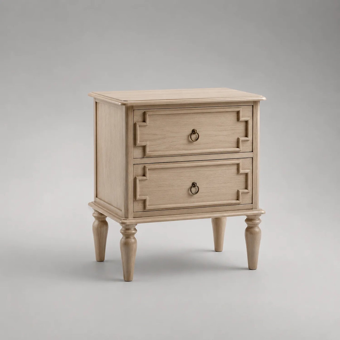 Holz Nachttisch mit 2 Schubladen Eiche Beige