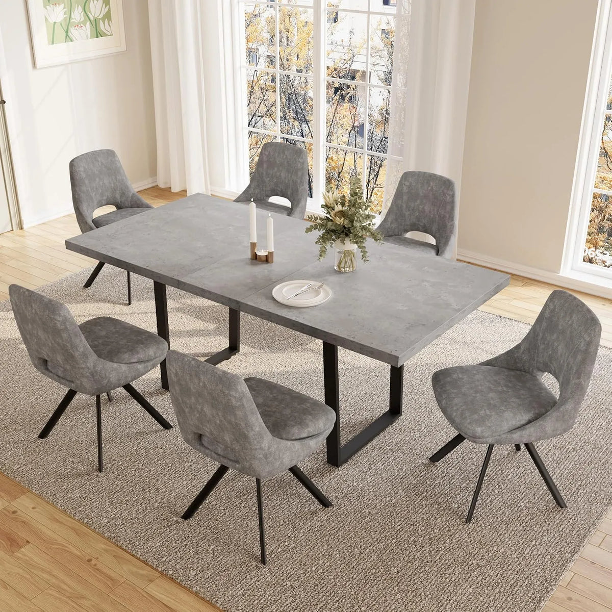 Essgruppe – MDF, ausziehbar, 170cm, grau