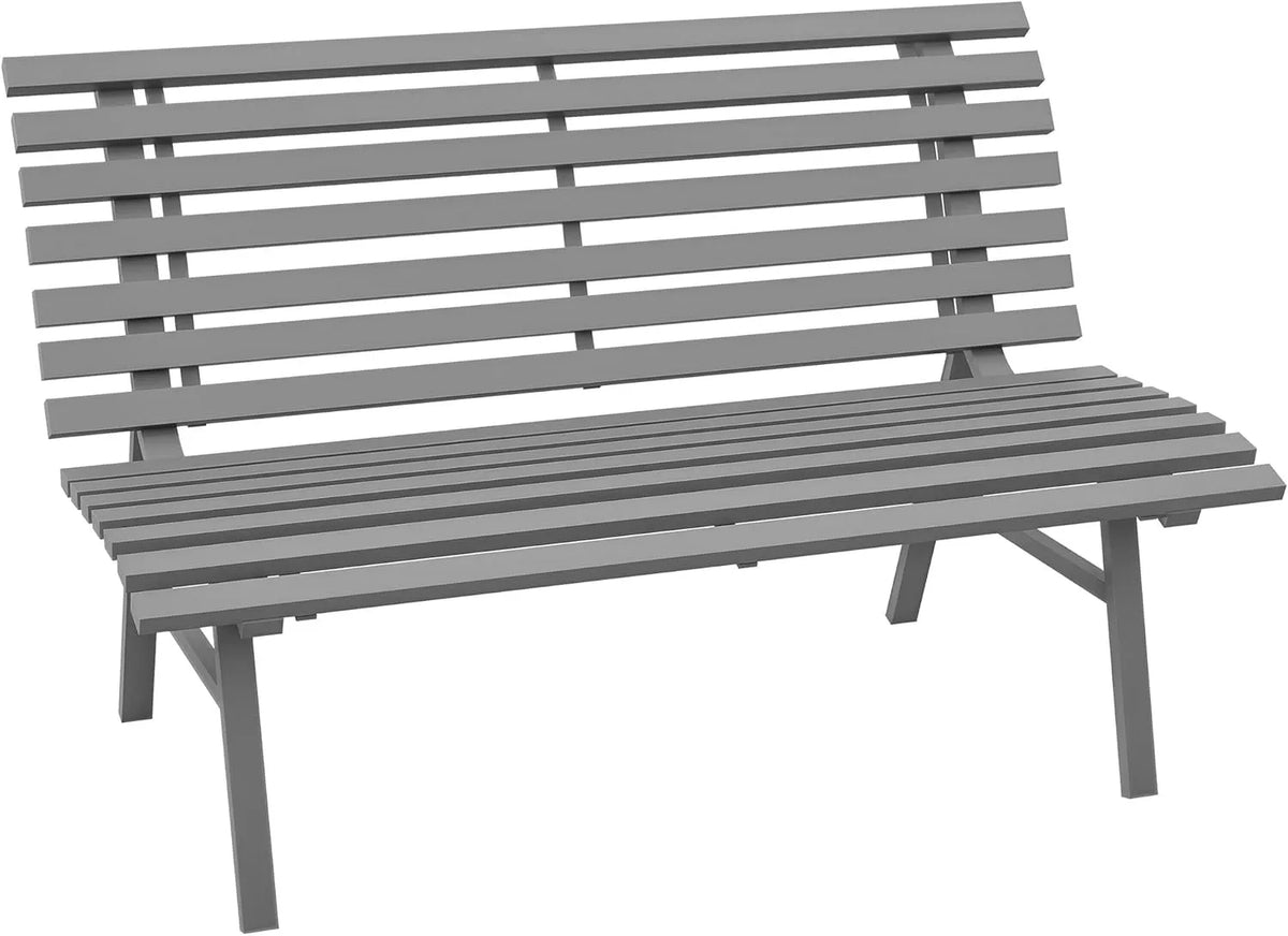 Outsunny Gartenbank und Terrassenbank — UV-Schutz, wetterfest, 2-Sitzer, 123 × 67 × 79cm, 240kg, grau