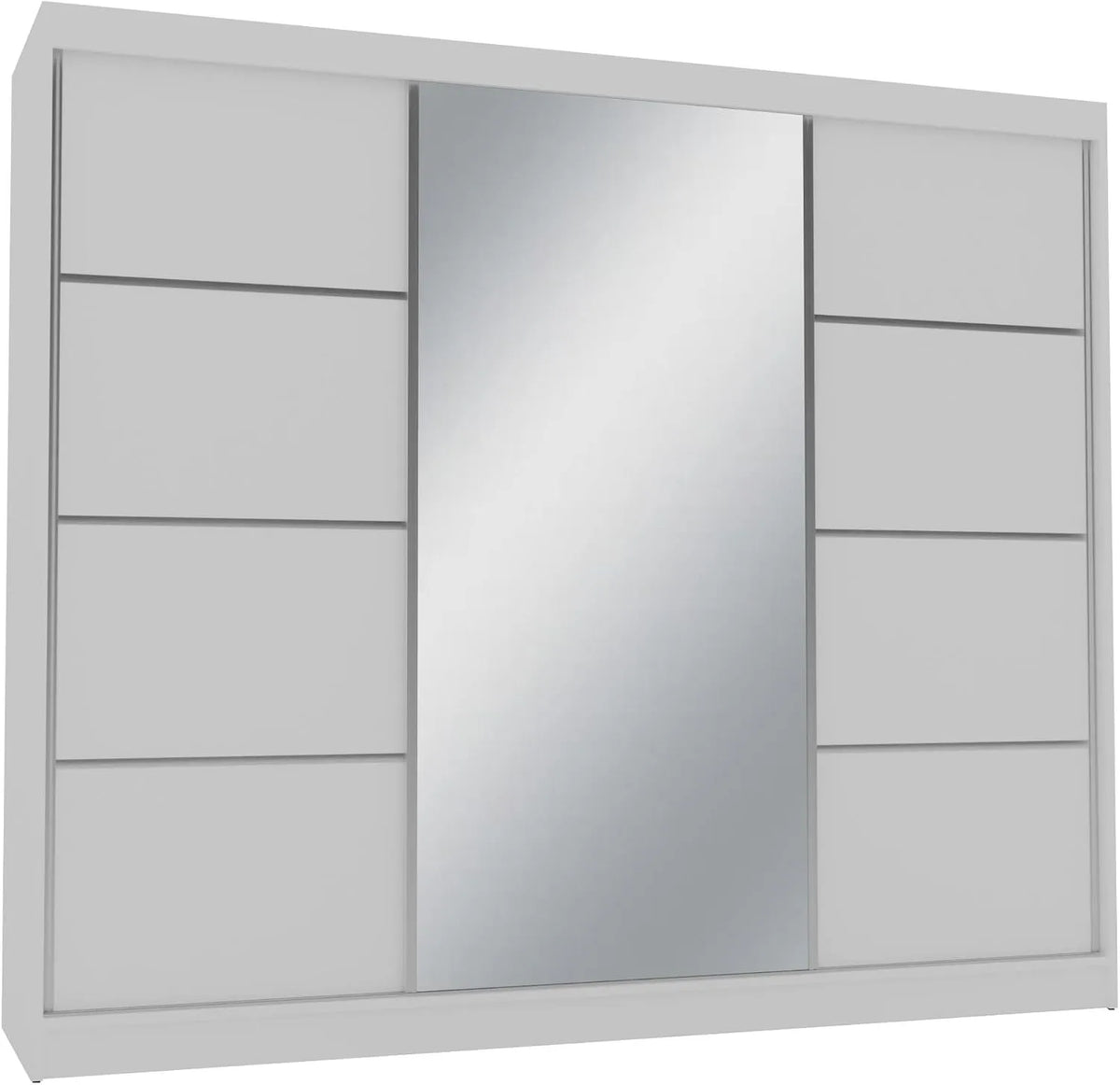Kleiderschrank und Garderobenschrank – mit Kleiderstange, mit Spiegel, 250 × 200 × 61 cm, weiß