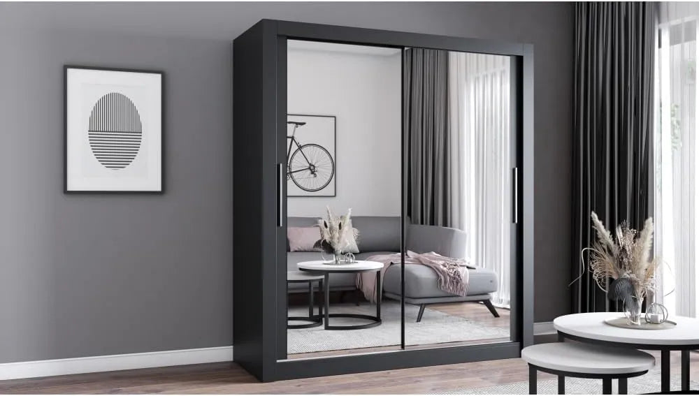 Kleiderschrank und Garderobenschrank – mit Spiegel, 64 × 180 × 215 cm
