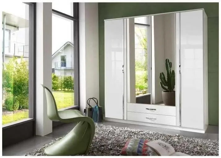 Kleiderschrank und Garderobenschrank — 180 × 198 × 58 cm, weiß
