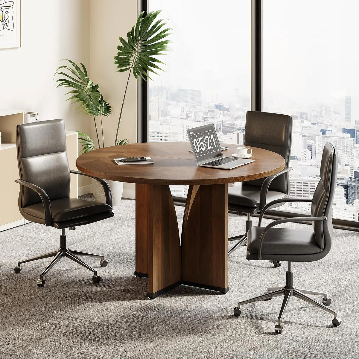 TREE Kleiner Konferenztisch 99 cm für 4 Personen — braun