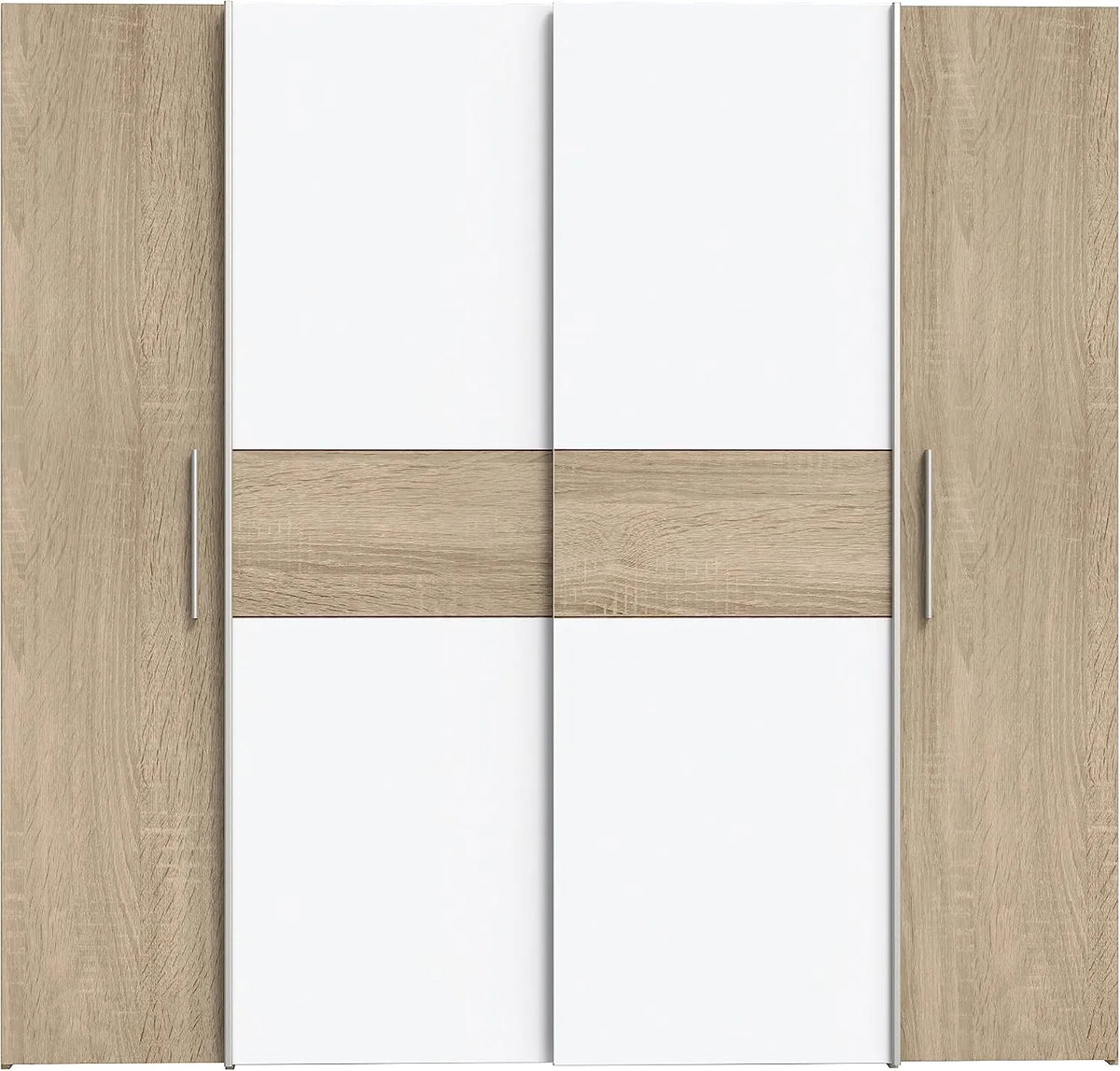 Kleiderschrank und Garderobenschrank: KALIXTUS, im skandinavischen Stil, 4-türig, 200 cm, 190.5 cm, 62 cm, weiß