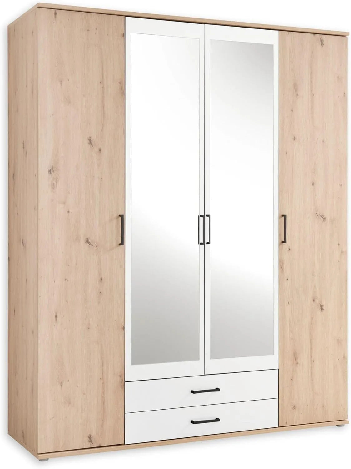Kleiderschrank und Garderobenschrank — mit Stauraum, 159 × 197 × 54 cm, weiß