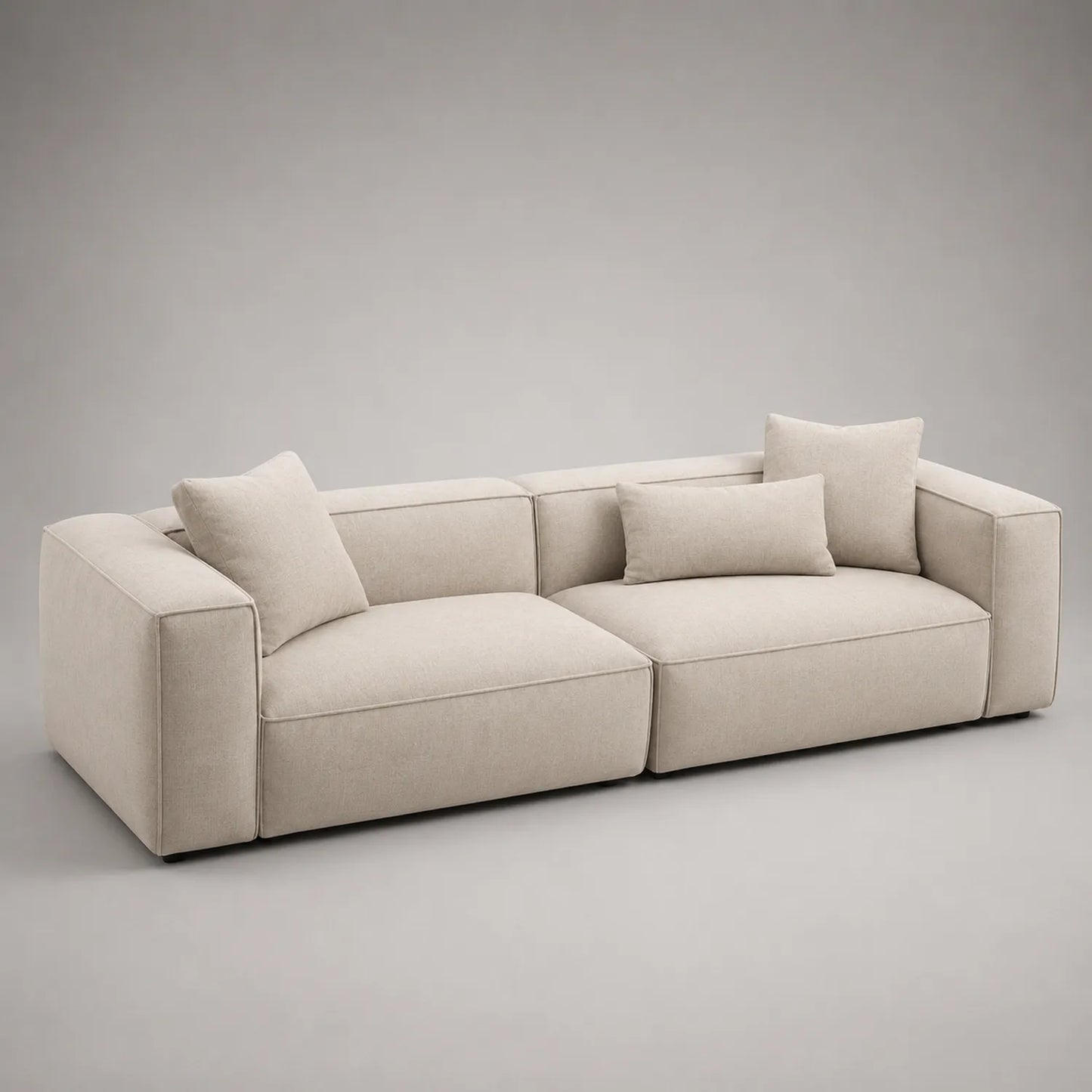 Leinensofa mit Kissen 250 cm Beige