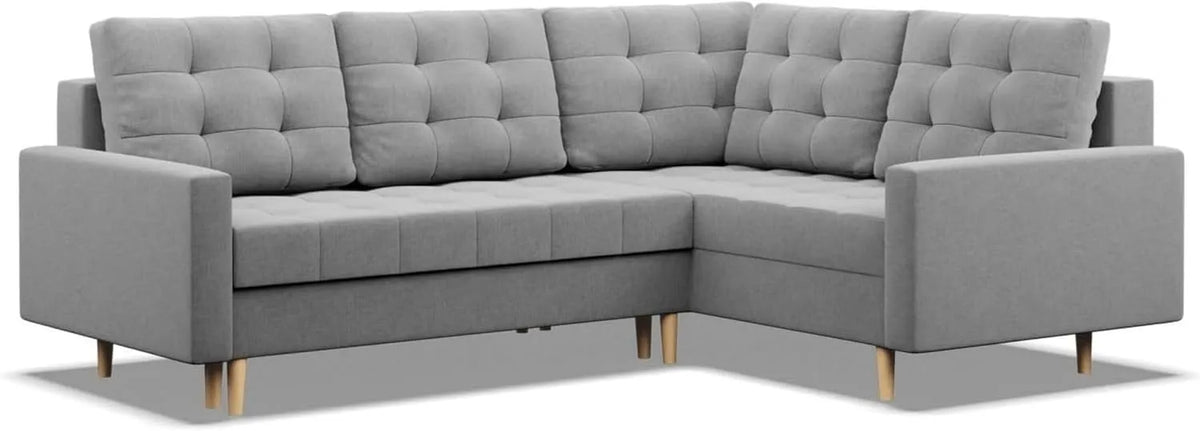 Ecksofa und Wohnlandschaft — rechte Ausrichtung, mit Bettkasten, mit Schlaffunktion, 223 × 172 × 88 cm, grau