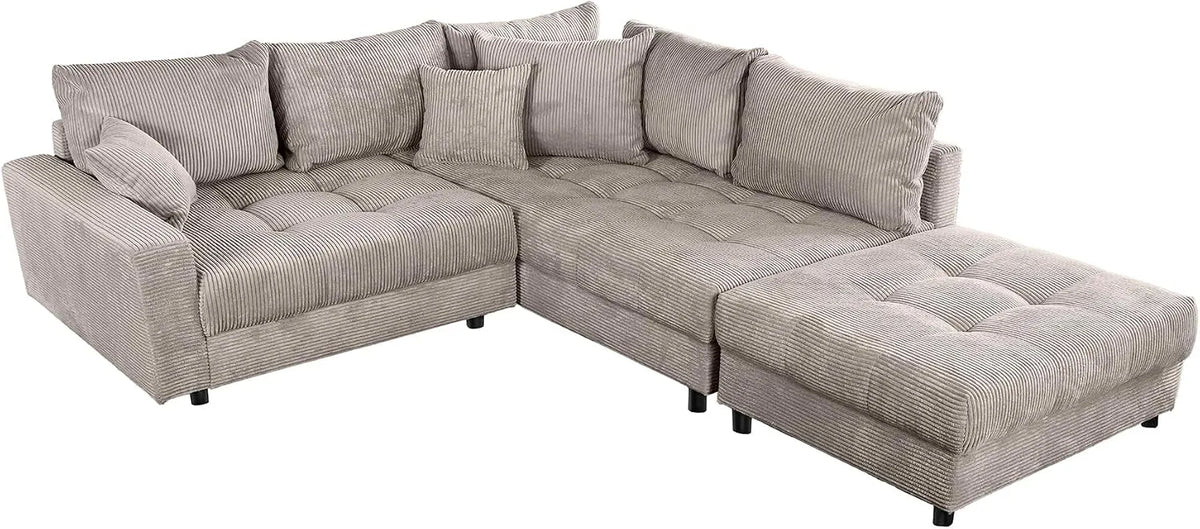Ecksofa und Wohnlandschaft — Kent, L-Form, mit Cordbezug, 220cm