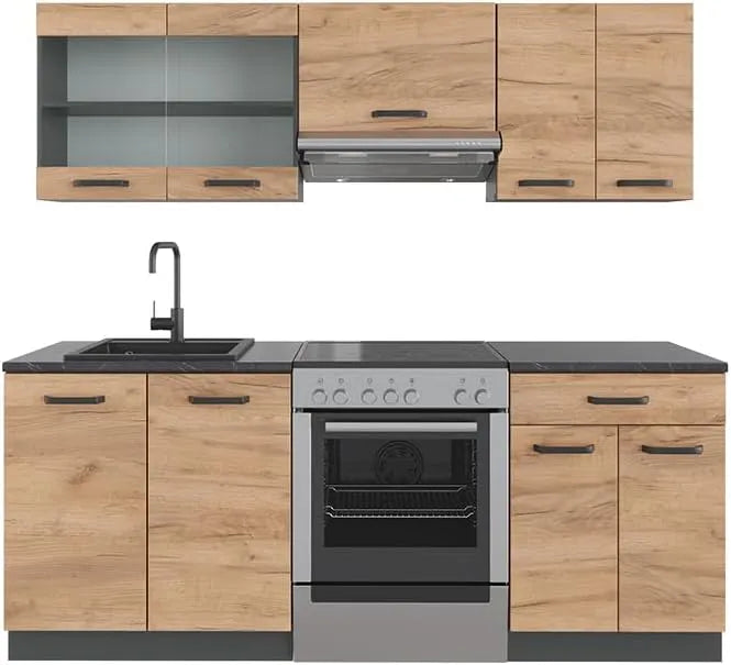 Vicco Küchenzeile – 200 cm, anthrazit