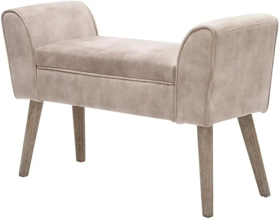 Sitzbank und Esszimmerbank — mit Armlehnen, mit Samtbezug, 90 × 56 × 30cm, beige, mit Stoffbezug