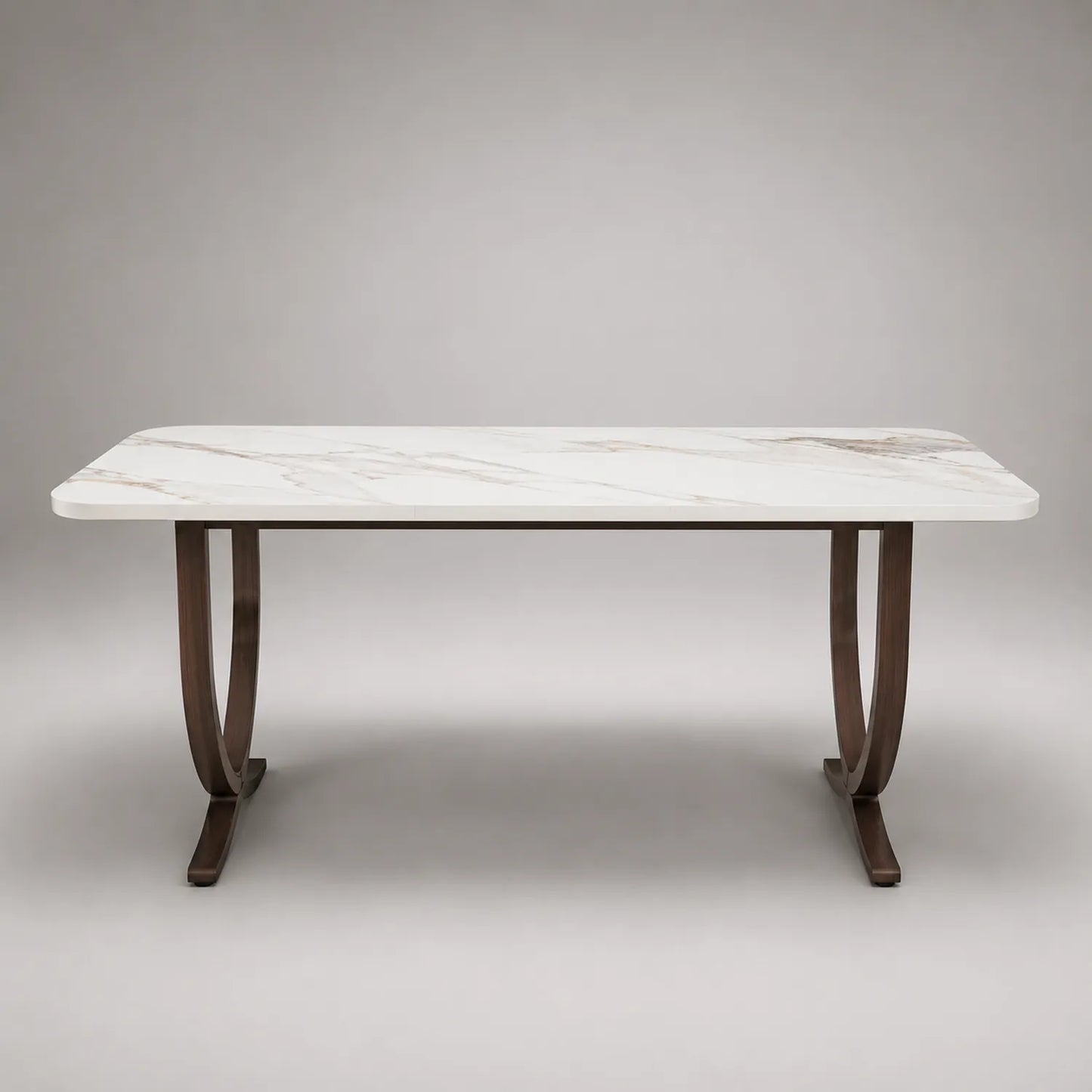 Rechteckiger Esstisch mit Kunstmarmor und Stahlbeinen 200x90x75cm