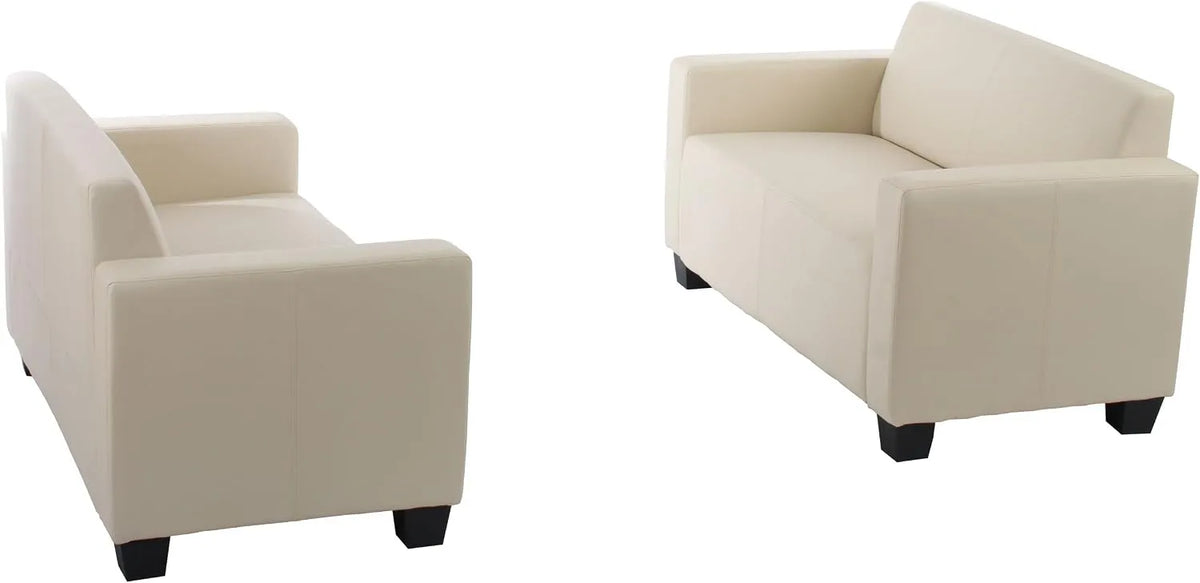 Sofa – Creme, aus PU-Leder, beige