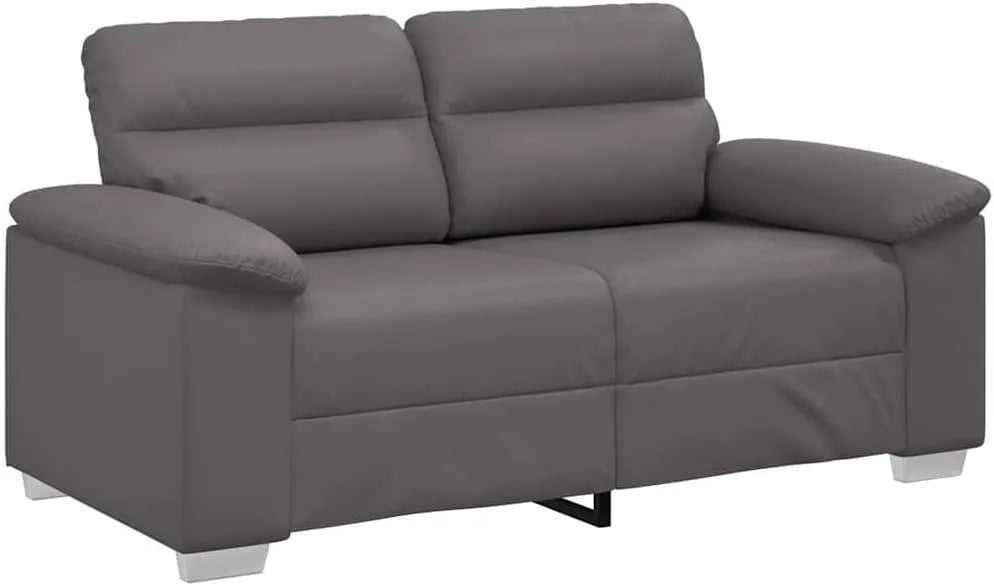 Sofa — Kunstleder Grau, aus Metall, aus PU-Leder, aus Holz, mit Armlehnen, 2-Sitzer, 160 × 81 × 84 cm