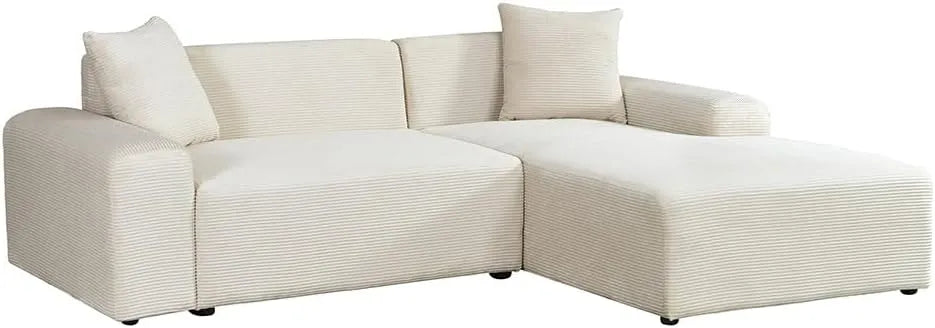 Ecksofa und Wohnlandschaft — AMELIO Cord, rechte Ausrichtung, mit Cordbezug, 240 × 178 cm, beige