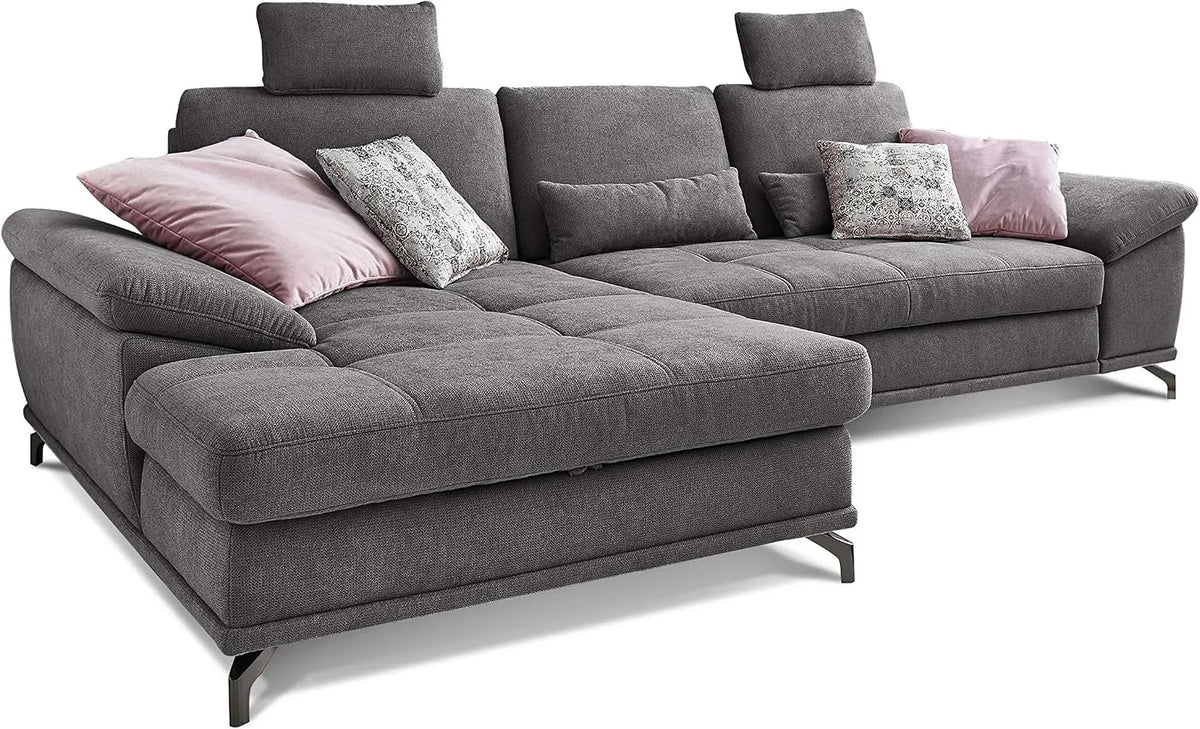 Ecksofa und Wohnlandschaft — L-Form, 312 × 114 × 173, grau, mit Stoffbezug