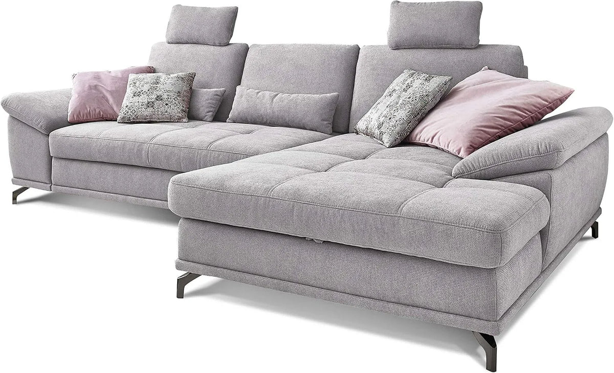 Ecksofa und Wohnlandschaft – Castiel, L-Form, 312 × 114 × 173, grau, mit Stoffbezug