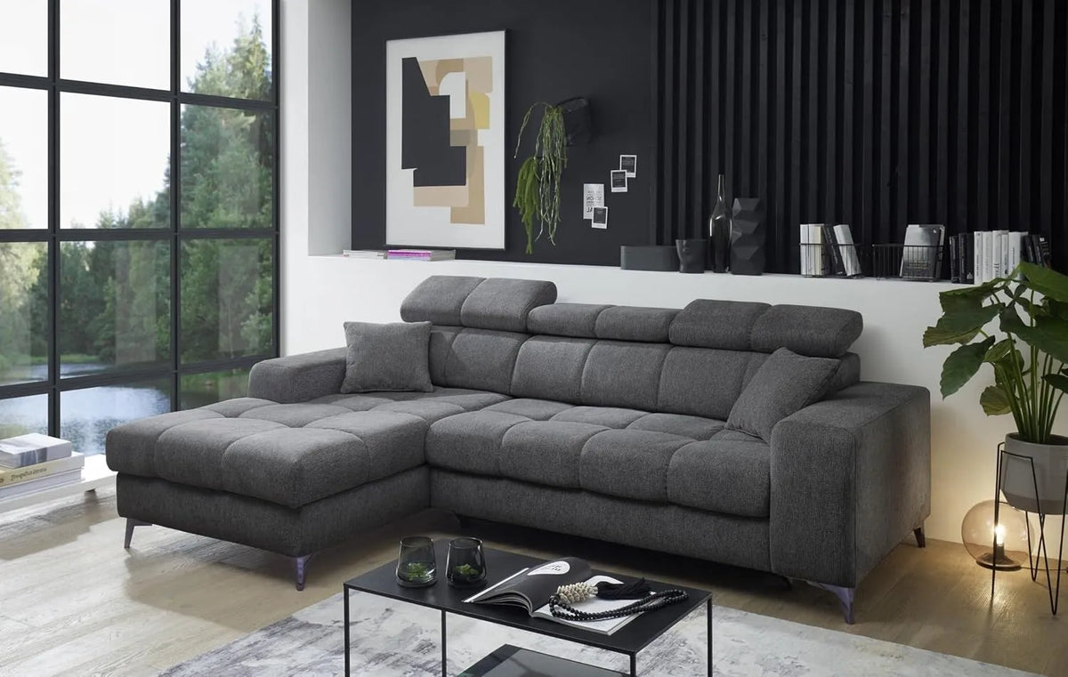 Ecksofa und Wohnlandschaft — mit Bettkasten, verstellbar, 268 × 105 × 172, anthrazit