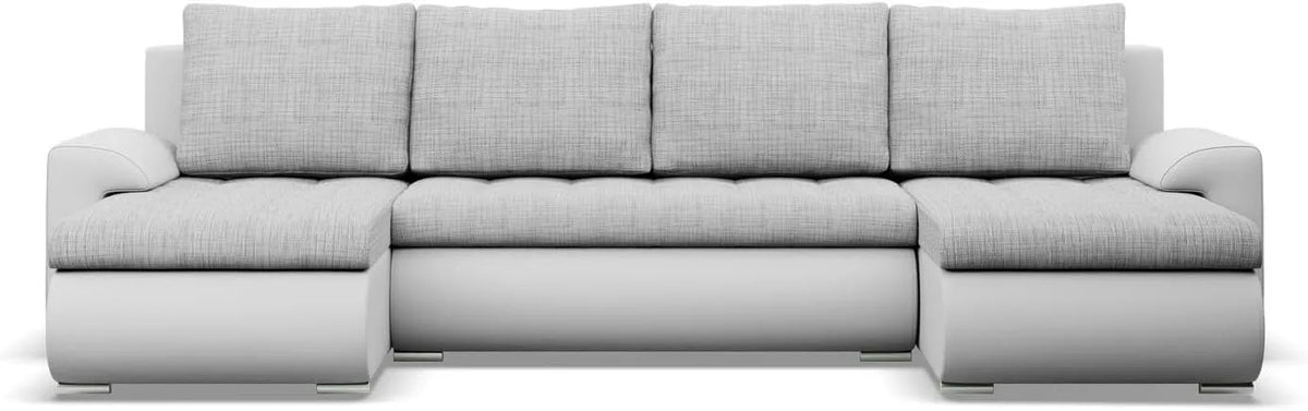 Ecksofa und Wohnlandschaft – FORESTA, Schaumstoffpolsterung, mit Bettkasten, mit Schlaffunktion, 302 × 89 × 159, grau