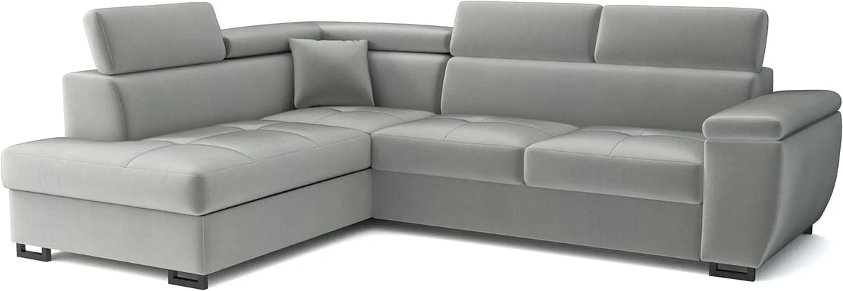 Ecksofa und Wohnlandschaft: linke Ausrichtung, mit Bettkasten, mit Schlaffunktion, verstellbar, 270 × 202 × 96cm, grau