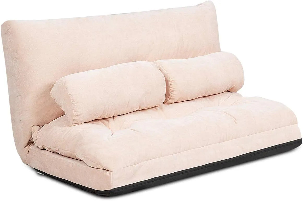 COSTWAY Schlafsofa und Sofabett – mit Schlaffunktion, mit Rückenlehne, mit Kissen, klappbar, beige, verstellbar