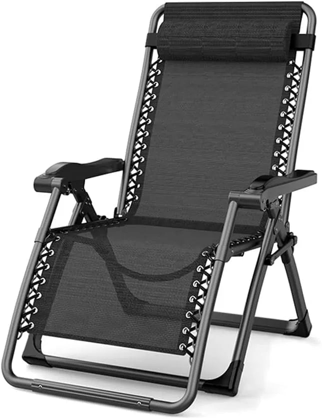 Sessel — EIN, mit Kissen, klappbar, schwarz, aus Metall
