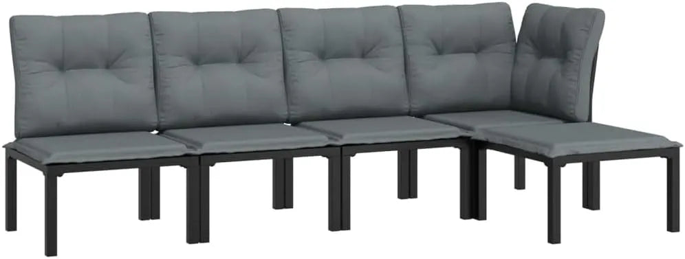 Gartenmöbel-Set und Lounge-Set: TLG, modular, aus Polyrattan, 5-TLG, grau