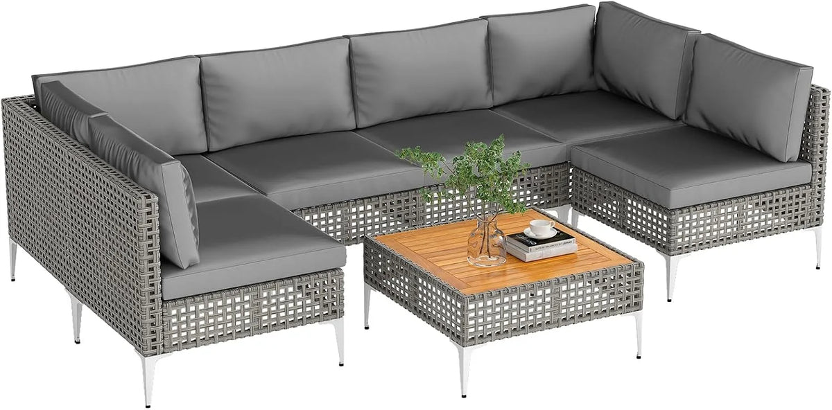 COSTWAY Gartenmöbel-Set und Lounge-Set — mit Kissen, aus Polyrattan