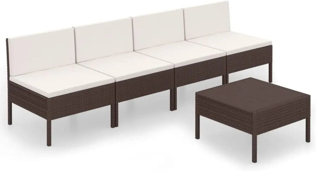 Gartensofa und Outdoor-Loungesofa – Sitzgruppe Sofa, aus Polyrattan, 5-TLG, braun