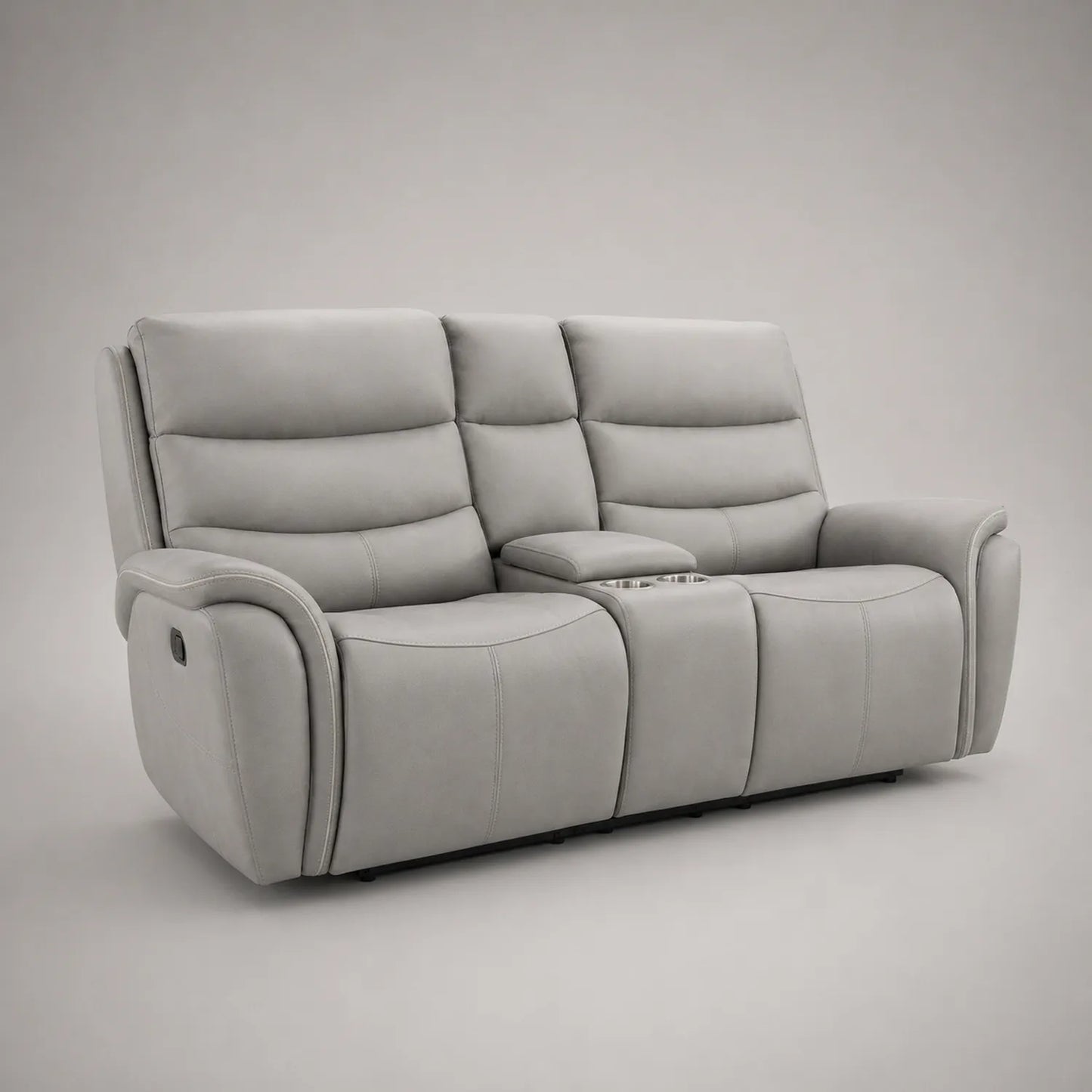 Zweisitzer-Sofa aus Mikrofaser mit Getränkehalter Grau 200cm