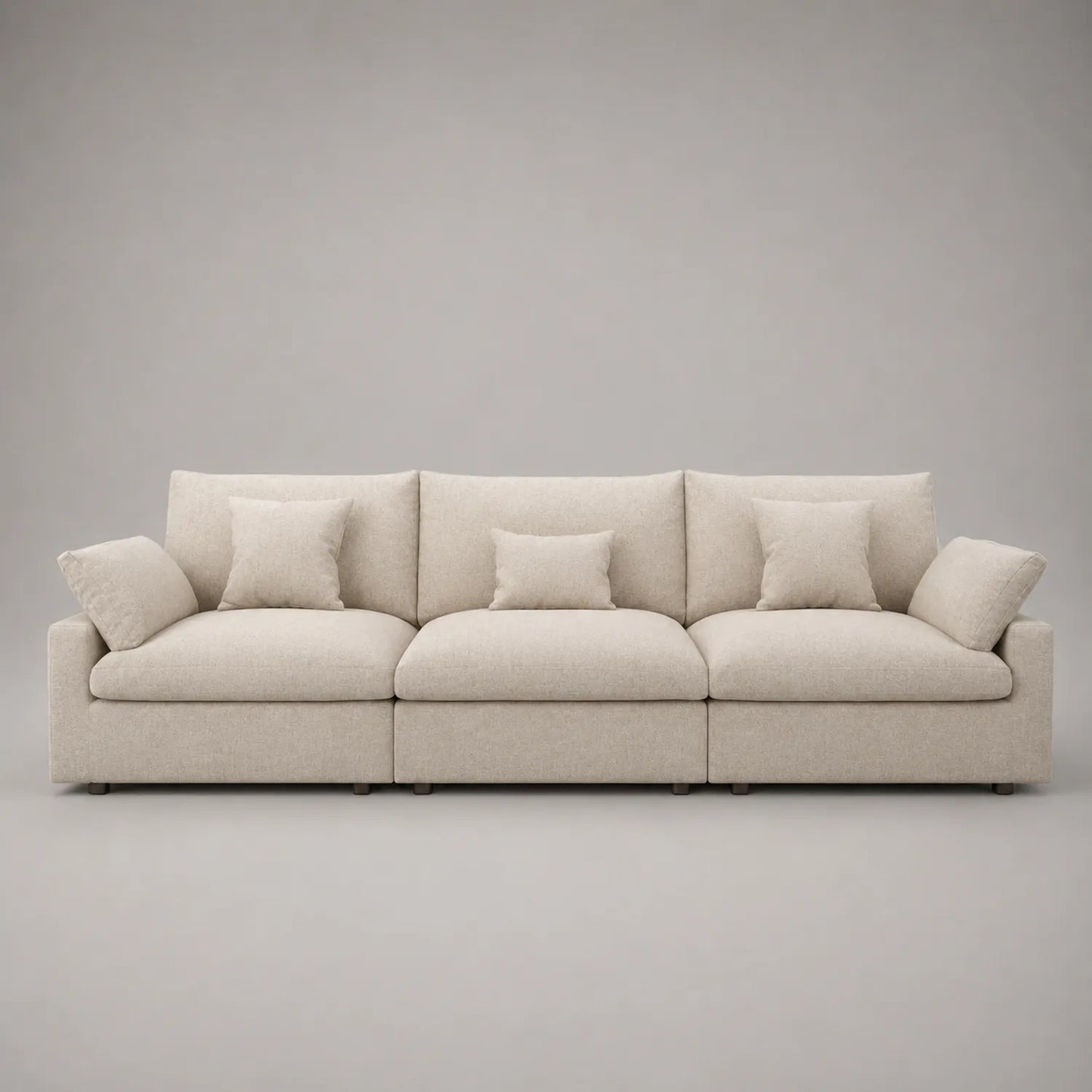 Modulares 4-Sitzer-Sofa aus Leinen in Beige