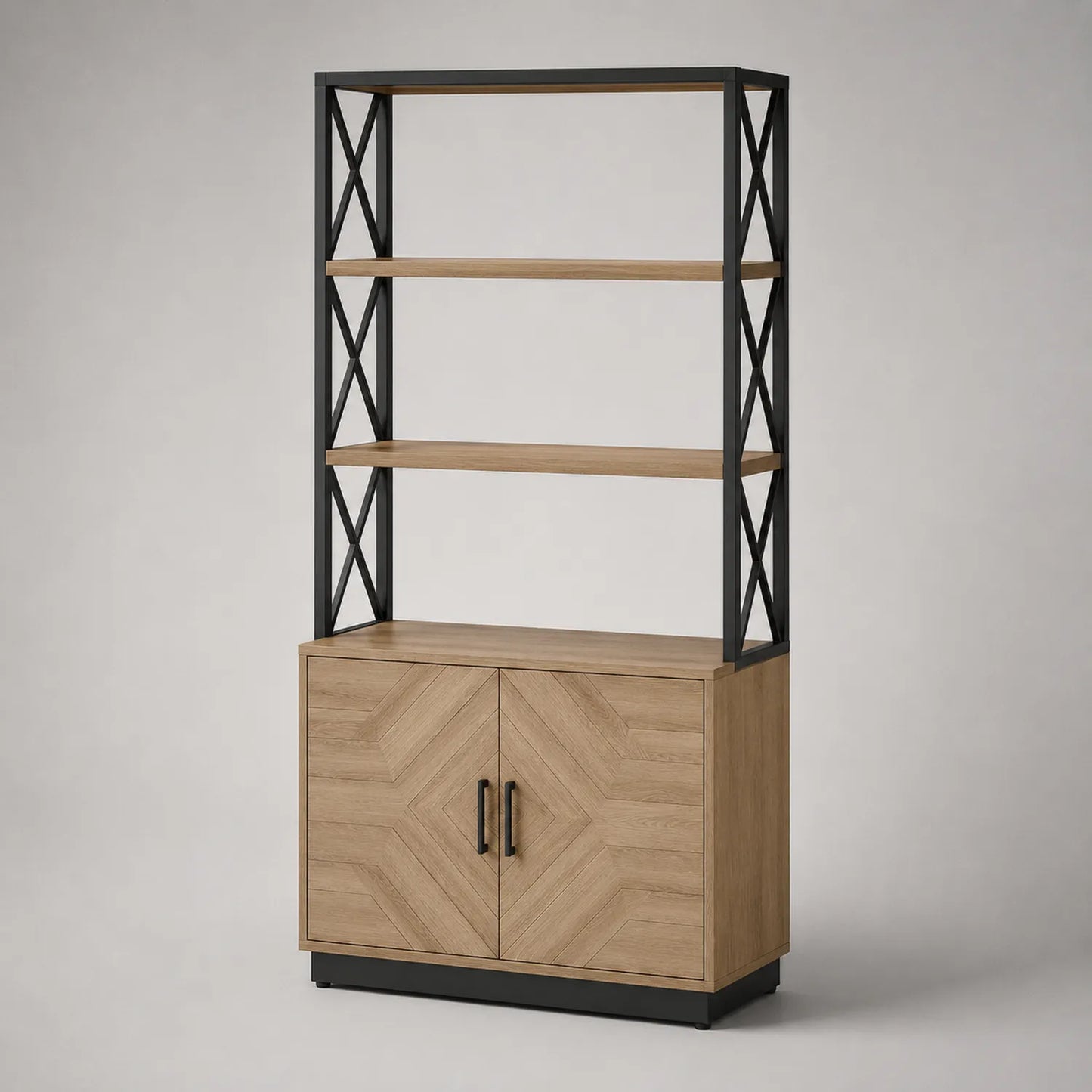 Regal mit Schrank aus Holzwerkstoff und Metall 180 cm