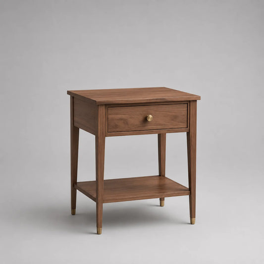 Walnussholz Nachttisch mit Schublade und Regal 55x40x60 cm