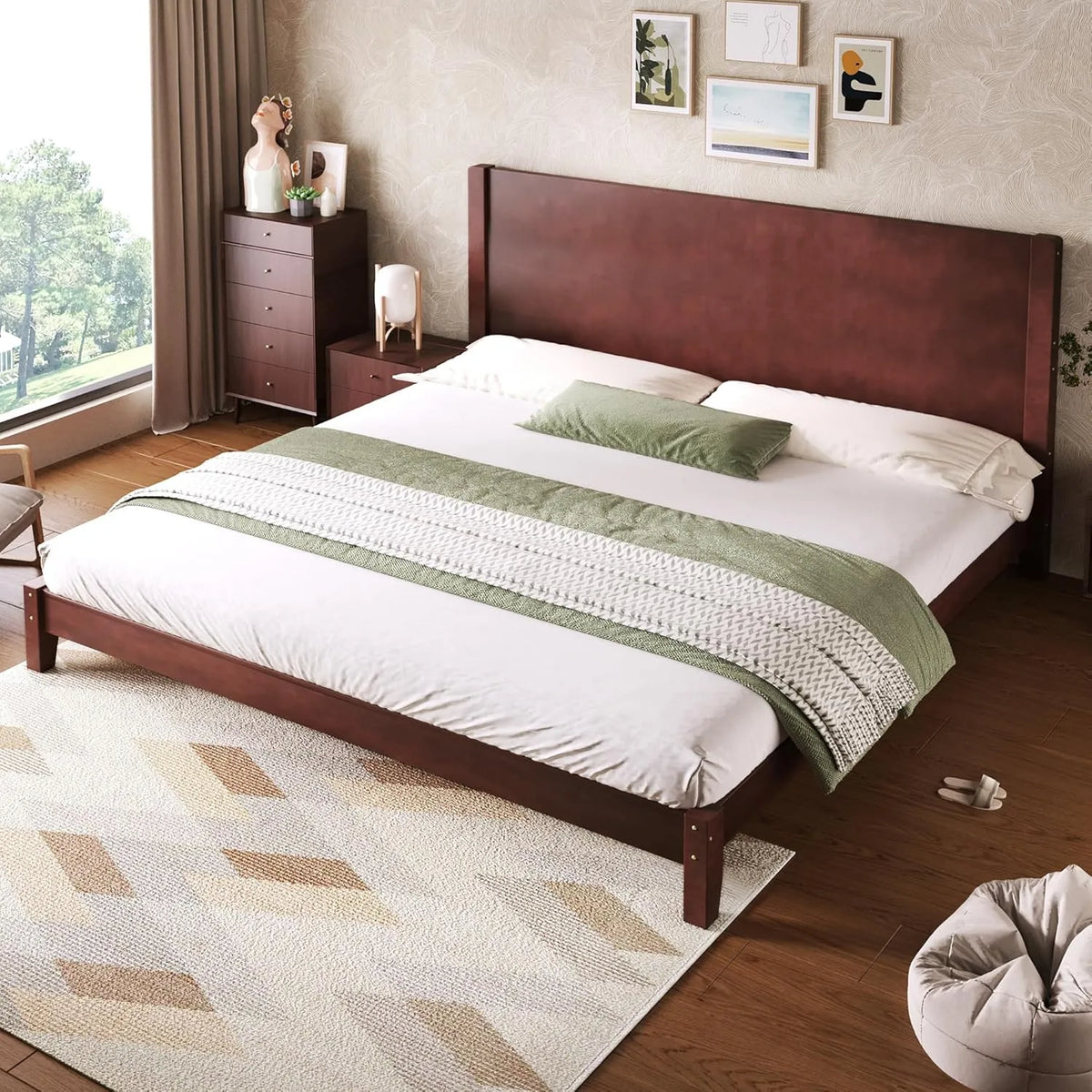 Bettgestell und Bettrahmen: MDF, mit Lattenrost, 180 × 200cm, braun