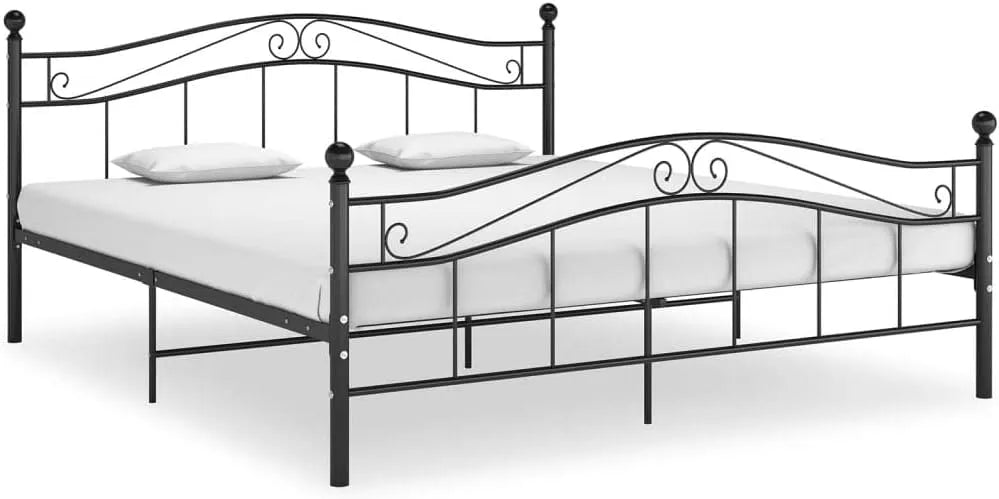 Bettgestell und Bettrahmen: aus Metall, 180 × 200 cm, schwarz