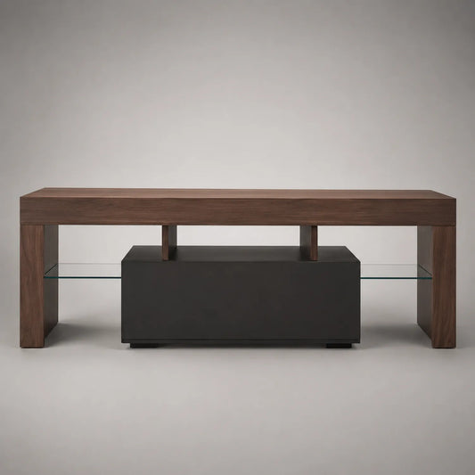 TV-Schrank Holz mit gehärtetem Glas 150x45x50cm