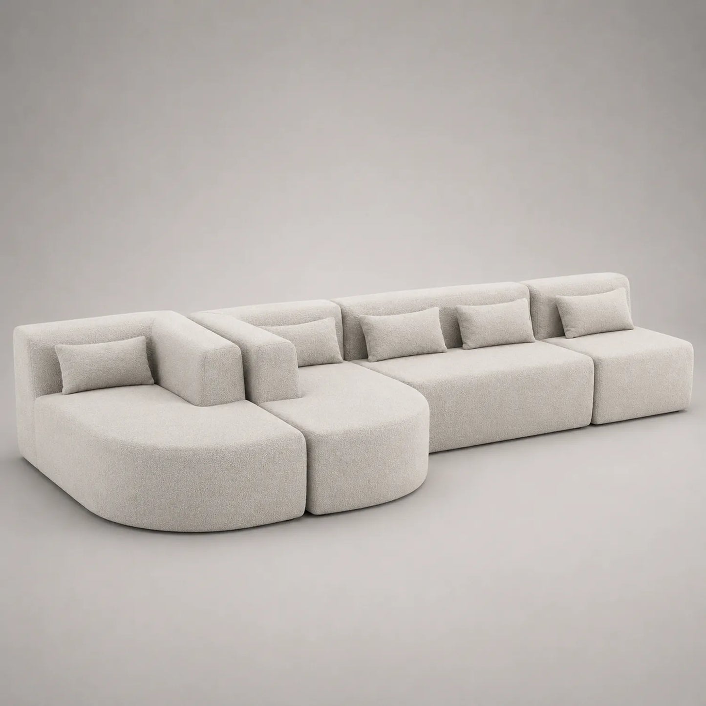 Modulares Sofa Set Bouclé Stoff Beige 350cm