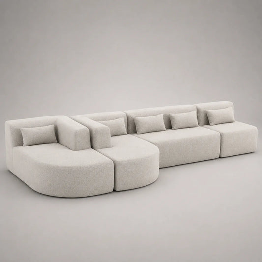 Modulares Sofa Set Bouclé Stoff Beige 350cm