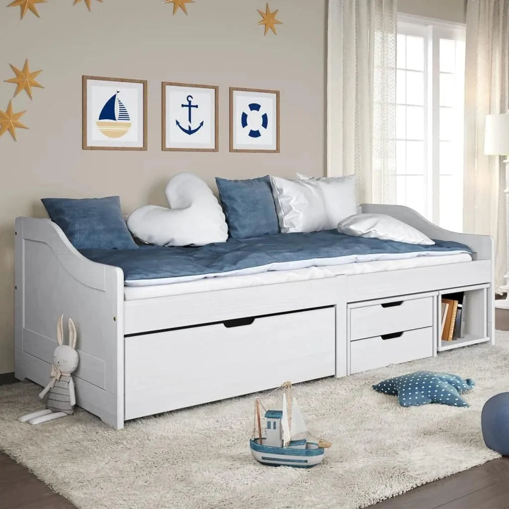 Tagesbett und Gästebett: mit Stauraum, mit Schubladen, 3 Schubladen, 90 × 200, 90 × 200cm, weiß