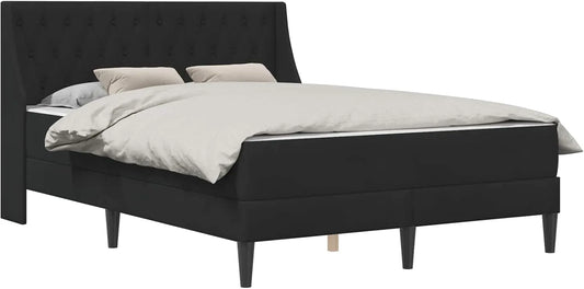 Bettgestell und Bettrahmen – mit Samtbezug, 180 × 200 cm, schwarz