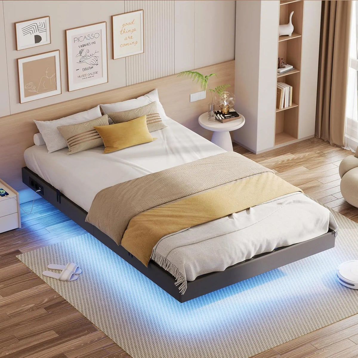 Kinderbett — mit Stauraum, mit Lattenrost, LED-Anzeige, 120 × 200, 120 × 200cm, grau, aus Metall