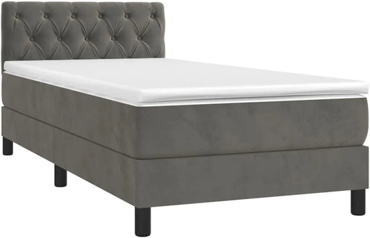 Polsterbett und gepolstertes Bettgestell – mit Samtbezug, mit Lattenrost, 80 × 200cm, grau