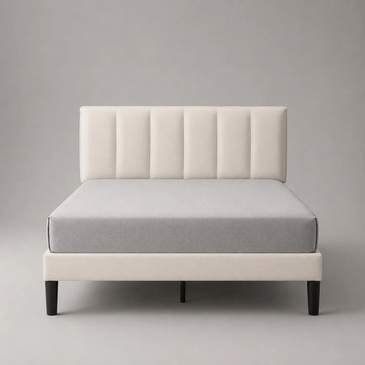 Polsterbett mit Mikrofaser Kopfteil Beige 200x160 cm