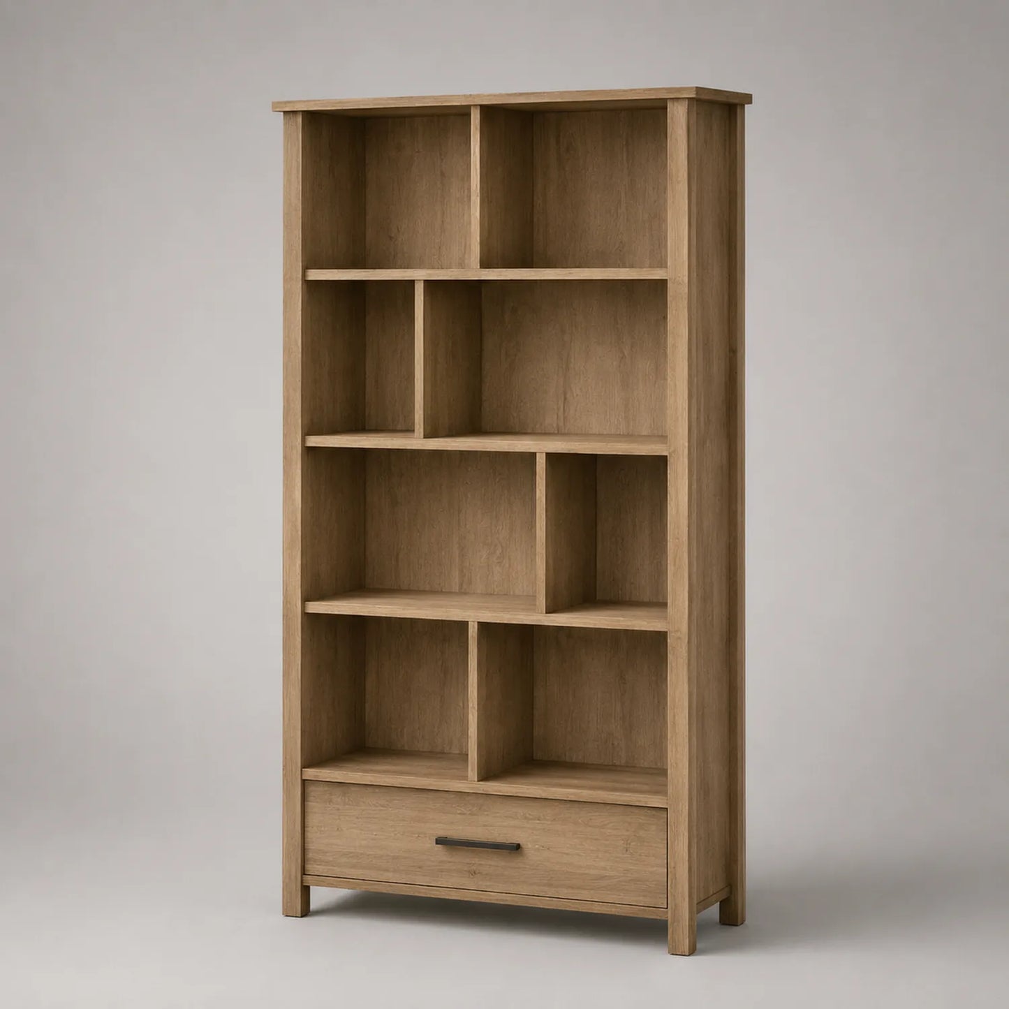 Eichenholz Bücherregal mit Schublade 180x80x30cm