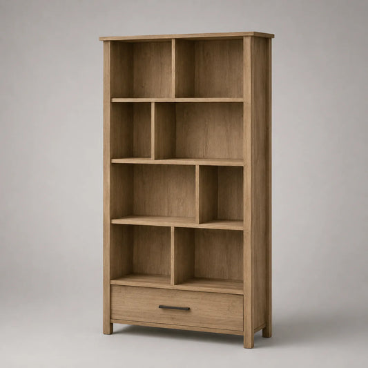 Eichenholz Bücherregal mit Schublade 180x80x30cm