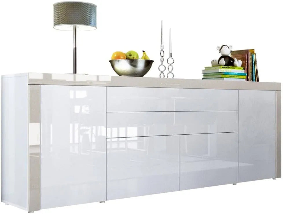 Sideboard und Anrichte: 2 Türen, 200 × 72 × 35 cm, weiß