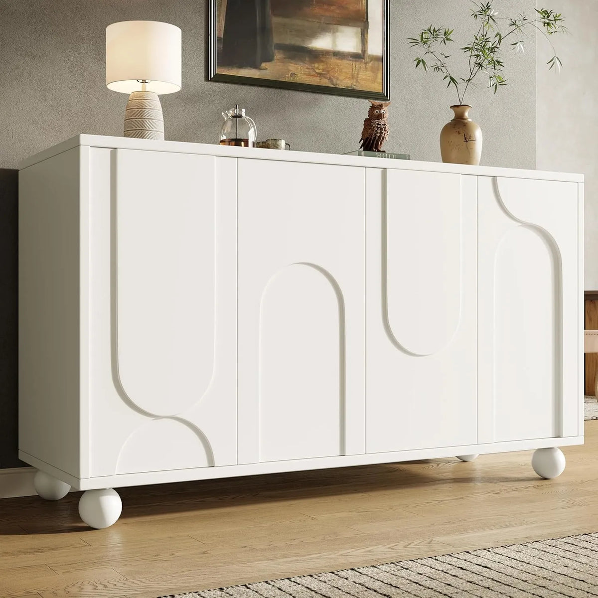 Küchenschrank — aus Holz, verstellbar, 4 Türen, 120cm, weiß