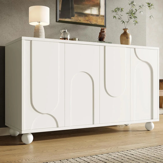 Küchenschrank — aus Holz, verstellbar, 4 Türen, 120cm, weiß